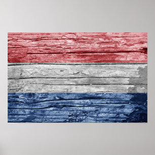 Poster Drapeau en bois des Pays-Bas