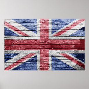 Poster Drapeau en bois du Royaume-Uni