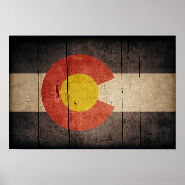 Poster Drapeau en bois robuste du Colorado (Devant)