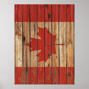 Poster Drapeau en bois rustique du Canada