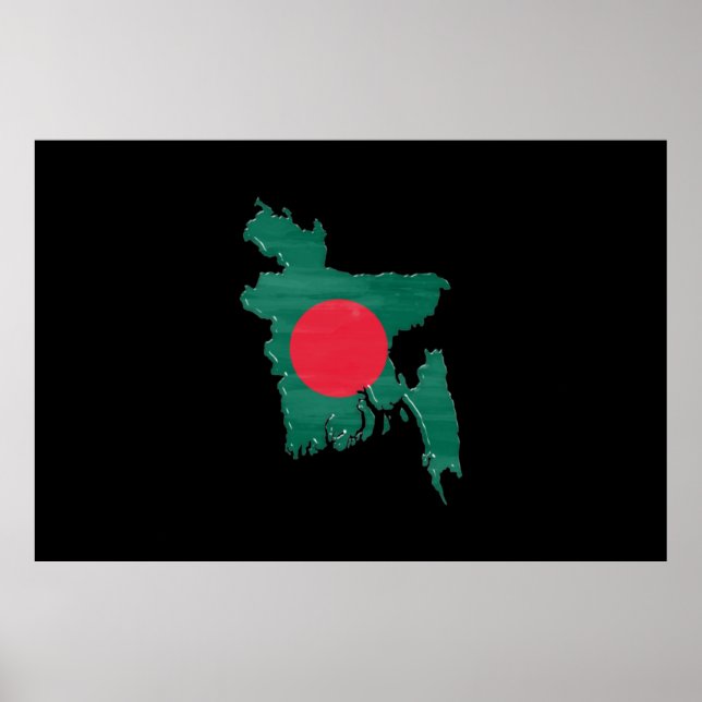 Poster Drapeau et carte du Bangladesh (Devant)