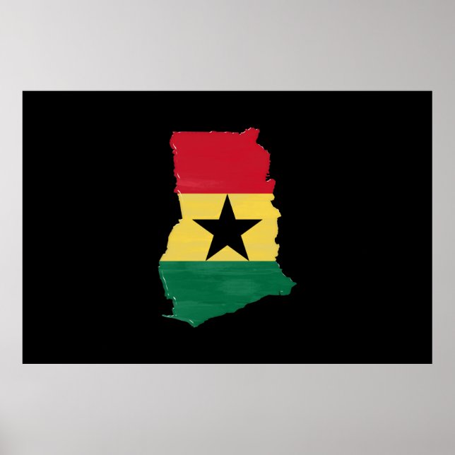 Poster Drapeau et carte du Ghana (Devant)