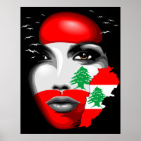 Drapeau et carte du Liban sur le visage de la fill