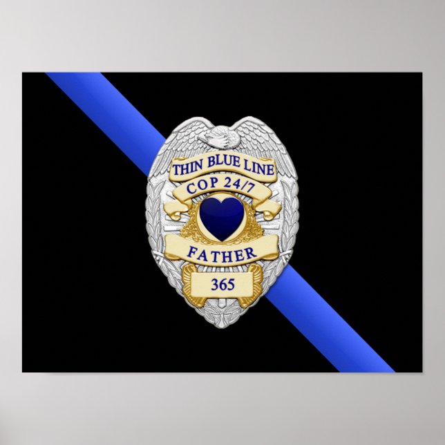 Poster Drapeau et insigne de la Ligne Bleue Mince (Devant)