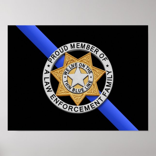 Poster Drapeau et insigne de la Ligne Bleue Mince (Devant)