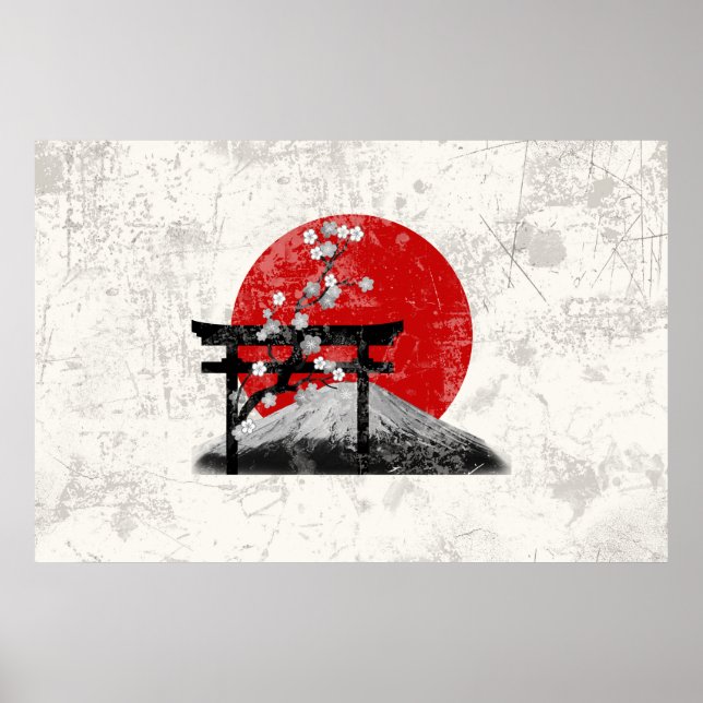 Poster Drapeau et symboles du Japon ID153 (Devant)