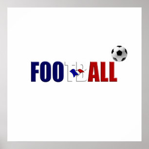 Poster Drapeau français de football couleurs logo cadeaux