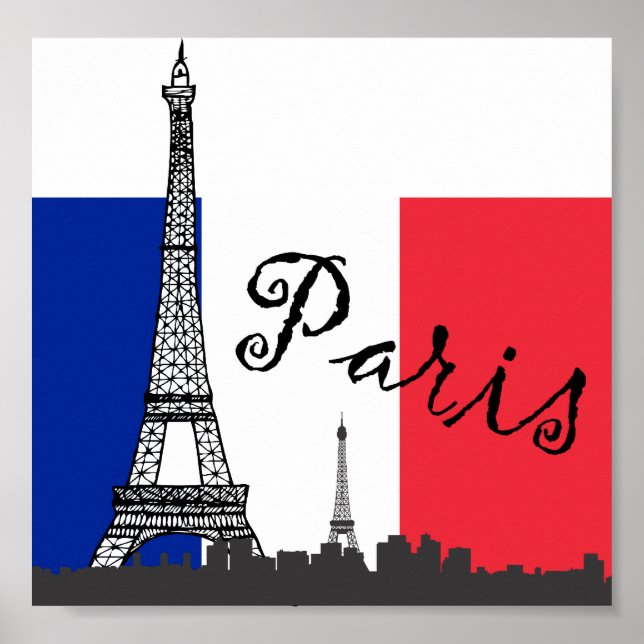 Poster Drapeau français et Tour Eiffel (Devant)