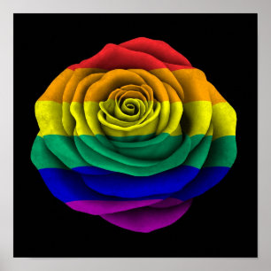 Poster Drapeau Gay pride arc-en-ciel sur noir