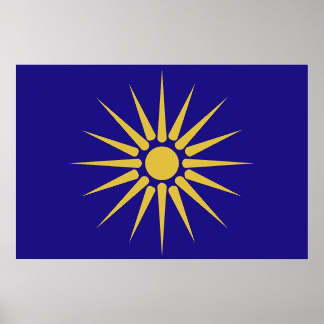 Poster Drapeau grec Macédoine, Grèce (Devant)
