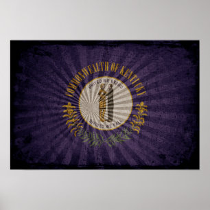 Poster Drapeau grunge frais du Kentucky