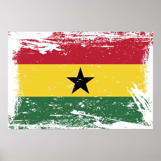 Poster Drapeau Grunge Ghana (Devant)