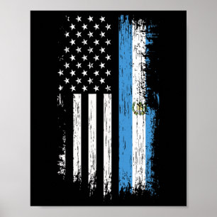 Poster Drapeau guatémaltèque américain - Fierté Guatemala