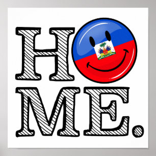 Poster Drapeau haïtien souriant réchauffement du foyer