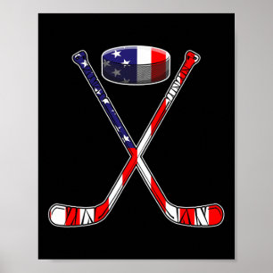 Poster Drapeau Hockey Américain 4 juillet Fun Hommes Garç