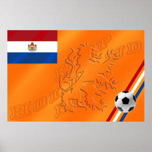 Poster Drapeau Hup Hup Lion de Pays-Bas Holland 2014 Socc