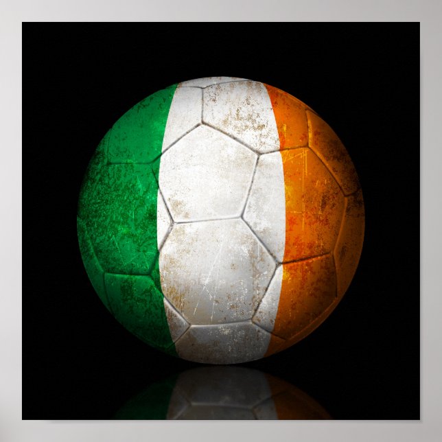 Poster Drapeau irlandais Worldwide Football Ball (Devant)
