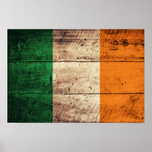 Poster Drapeau Irlande en bois