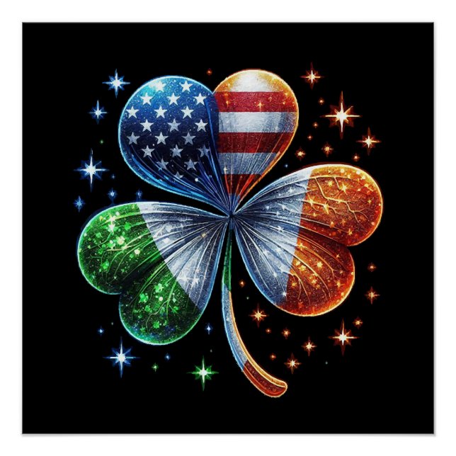 Poster Drapeau irlando-américain ST-PATRICK (Devant)