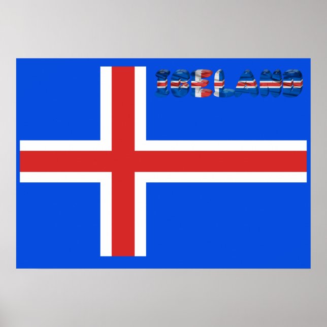 Poster Drapeau islandais (Devant)