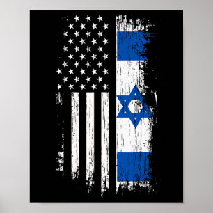 Poster Drapeau Israélien Américain - Chemise Fierté Israë