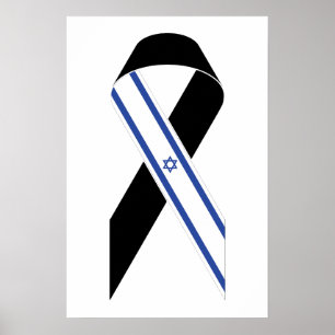 Poster Drapeau israélien ruban noir