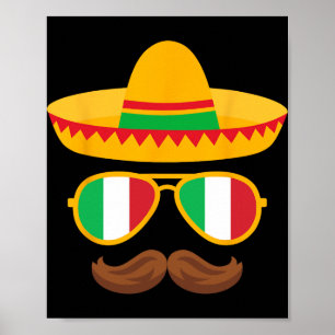 Poster Drapeau Italie Sungles Italien Cinco De Mayo Mexic