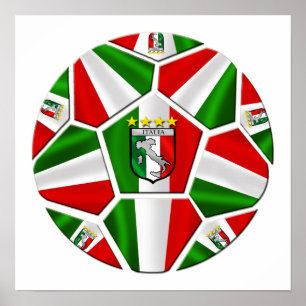 Poster Drapeau italien de ballon de football de l'Italie