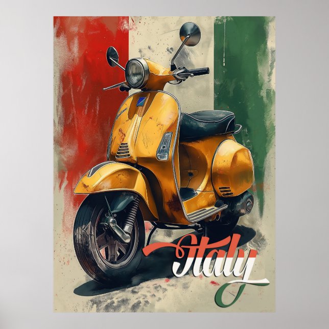 Poster Drapeau italien Vespa Scooter (Devant)
