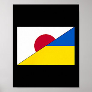 Poster Drapeau Japon Ukraine Soutien Japonais Ukrainien S