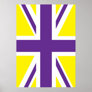 Poster Drapeau jaune violet Union Jack British (UK)