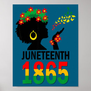 Poster Drapeau Juneteenth femmes filles enfants 1865 afro
