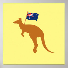 Poster drapeau kangourou australie carré jaune