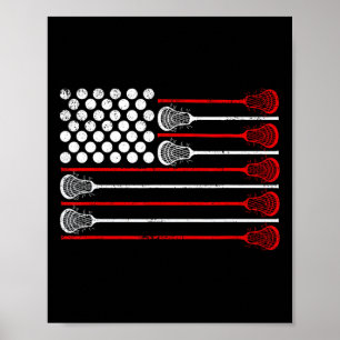 Poster Drapeau Lacrosse Usa