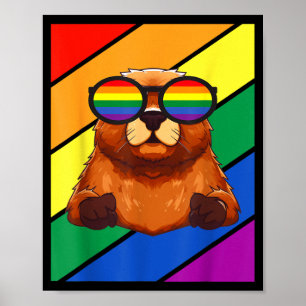 Poster Drapeau Lgbtq Mois De La Fierté Gay Groundhog Avec