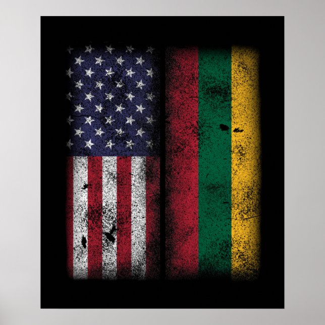 Poster Drapeau lituanien Lituanie Lietuva (Devant)