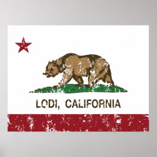 Poster Drapeau Lodi d'état de la Californie
