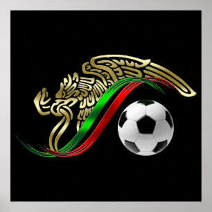 Poster Drapeau mexicain 2014 football mondial de football