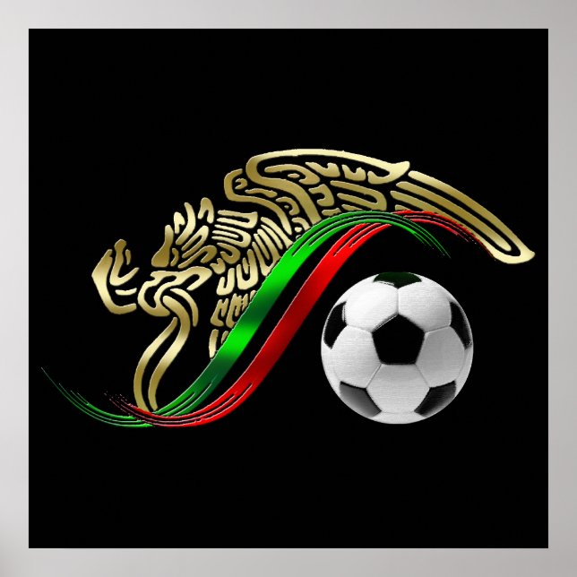 Poster Drapeau mexicain 2014 football mondial de football (Devant)