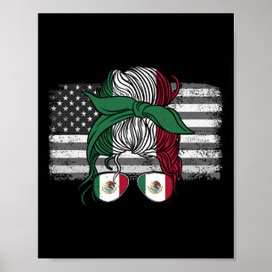Poster Drapeau mexicain américain Drapeau mexicain