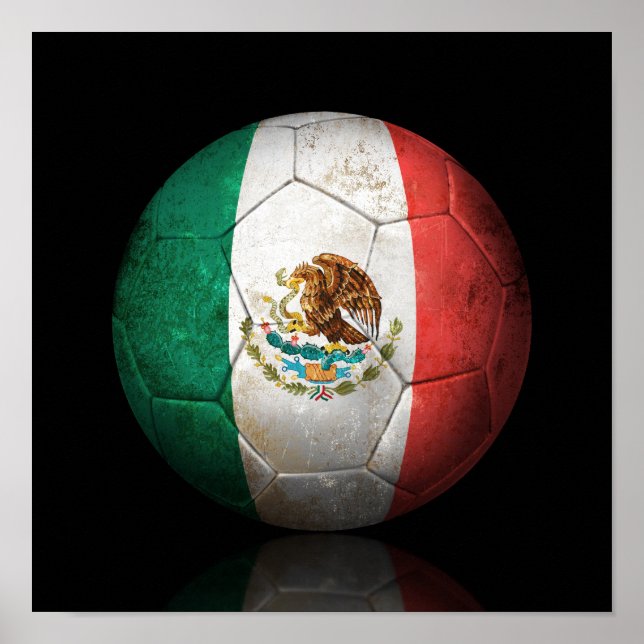 Poster Drapeau mexicain porté balle de football (Devant)