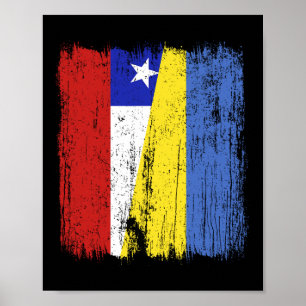 Poster Drapeau moitié Chili Ukraine Patrimoine ukrainien