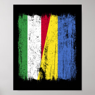 Poster Drapeau moitié Hongrie Ukraine Drapeau hongrois uk