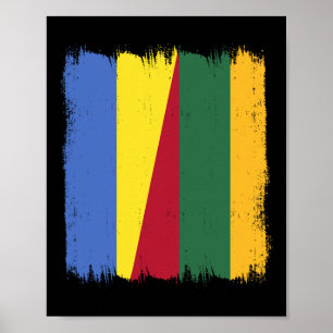 Poster Drapeau moitié Ukraine Lituanie Ukrainien Lituanie