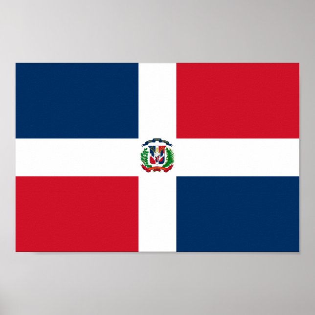 Poster Drapeau mondial de la République Dominicaine (Devant)