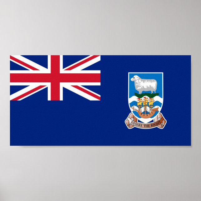 Poster Drapeau mondial des îles Falkland (Devant)