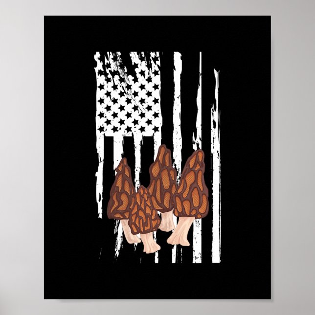 Poster Drapeau Morel Mushroom patriotique américain (Devant)
