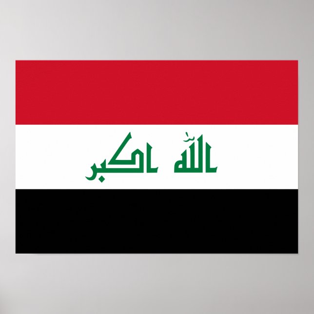 Poster Drapeau national actuel de l'Irak (Devant)