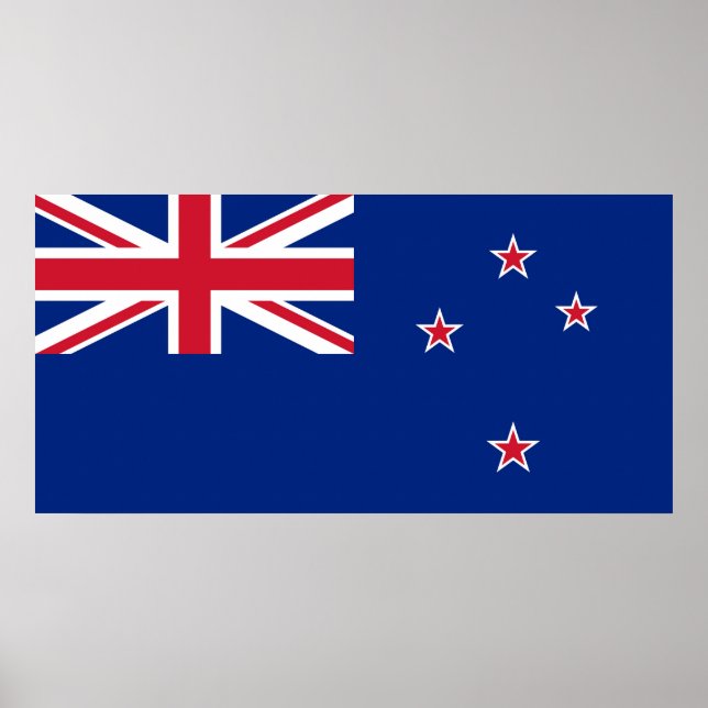 Poster Drapeau national de Nouvelle-Zélande, Kiwis, Océan (Devant)