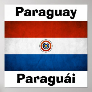 Poster drapeau national du Paraguay